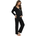 thumbnail image 4 of WBQ Women's Maternity Nursing Pajama Set Long Sleeve Breastfeeding Top Tee Shirt & Pants Pregnancy Pjs Set, 4 of 7