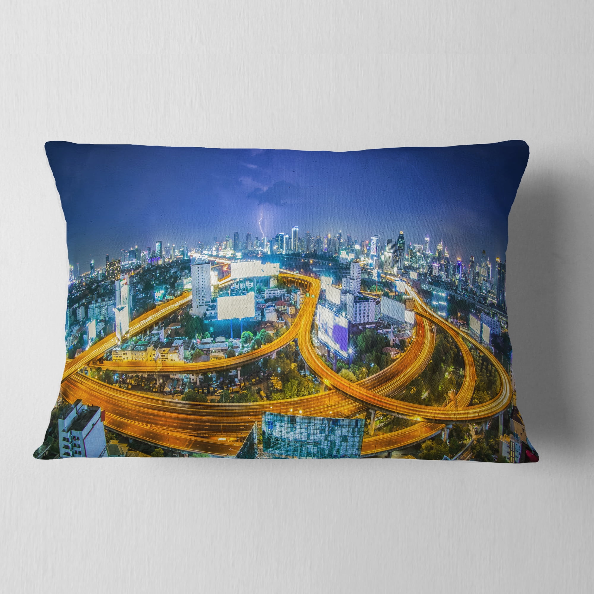 Designart Bangkok City - Cityscape Photography Throw Pillow - 12x20