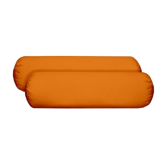 RSH Décor Set of 2 - Indoor/Outdoor Decorative Neckroll/Throw Pillow Made with Solid Tango Orange Fabric (20" x 6") - Choose Size and Choose Color