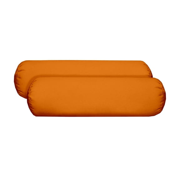 RSH Décor Set of 2 - Indoor/Outdoor Decorative Neckroll/Throw Pillow Made with Solid Tango Orange Fabric (20" x 6") - Choose Size and Choose Color