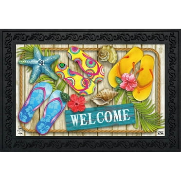 Summer Gnomes Humor Doormat Beach Scene Indoor Outdoor 18