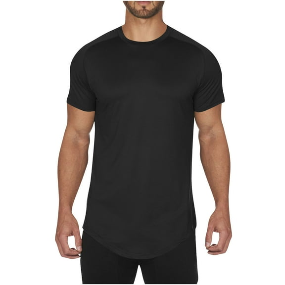 Mens Cotton Tshirt Mens T-Shirts Cotton Mens Hipster T Shirts Workout Longline T-Shirt Curved Hem Top Tees Shirt
