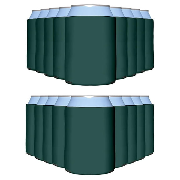100 Pack Green Blank Can Cooler Sleeves, Customizable Bulk Sublimation Insulated Foam for Beer, Collapsible Plain Drink Holder, Cold Soda Insulator, 12oz Regular, 16oz Tall Cans