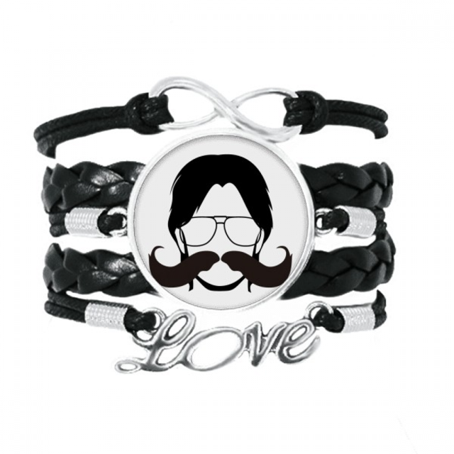 Man Exaggerated Beard Art Deco Fashion Bracelet Love Accessory Twisted Leather Knitting Rope Wristband