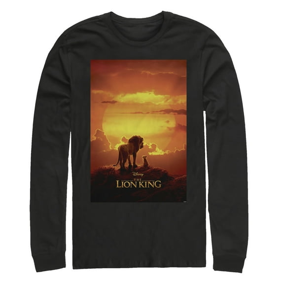 Men's Lion King Pride Rock Movie Poster Long Sleeve Shirt Black 2X Large