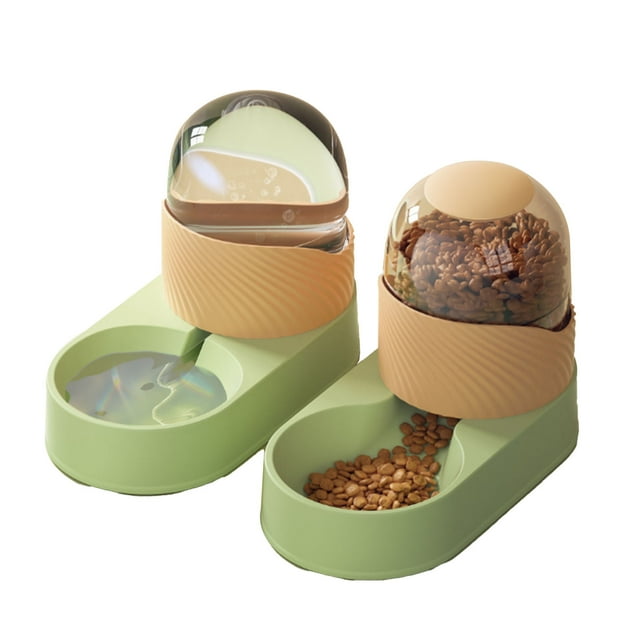 Pet Food Feeder and Waterer Set,Automatic Cat Feeder and Water Dispenser Pets Cats Dogs Automatic Waterer and Food Feeder for Small Medium Cats Dogs Big Capacity