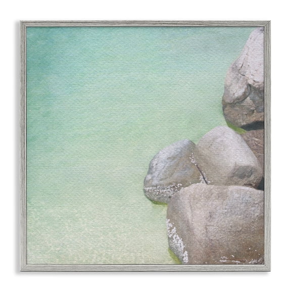 Stupell Industries Contemporary Ocean Rocks on Shore Gray Framed Giclee Art, 24 x 24, by LSR Design Studio
