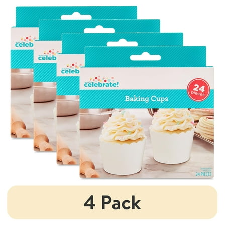 (4 pack) White Baking Cups, 24 Count, by Way To Celebrate
