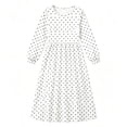thumbnail image 4 of Ovbmpzd Polka Dots Fall Wedding Guset Dresses for Women Long Sleeves Elegant Semi formal Work White Crew Neck Winter Dresses,XL, 4 of 4