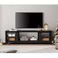 thumbnail image 3 of WAMPAT Rustic 70 Inch TV Stand for Up to 75” TV, Black Wooden Entertainment Center, 3 of 8