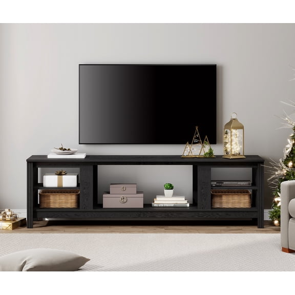 WAMPAT Black Farmhouse TV Console Table for Up to 75 Inch TV, 70” Media Stand with Large Storage
