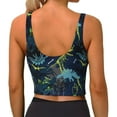 thumbnail image 3 of Haiem Cartoon Dinosaur Pattern Womens Sports Bra - U Neck Padded Low Impact Yoga Bra Workout Crop Top Gym Moisture-Wicking Workout Vest -X-Large, 3 of 9