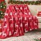 thumbnail image 1 of Red Reindeer And Trees Christmas Blanket Red Print Soft Warm Nap Blanket Suitable For Sofa Bed Camping Festival, 1 of 8