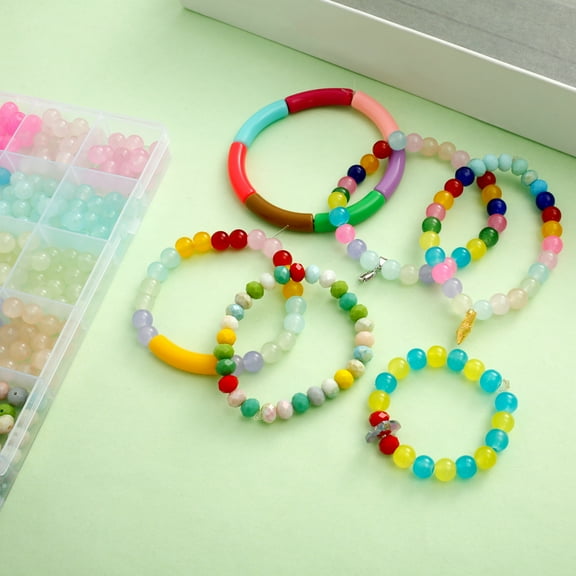 Toorise 1056 Pcs Beads Kit Imitation Crystal Beads Jewellery Making Kit Colorful Bracelet Making Kit Multipurpose Glass Bead Kit for DIY Crafts and Decorations