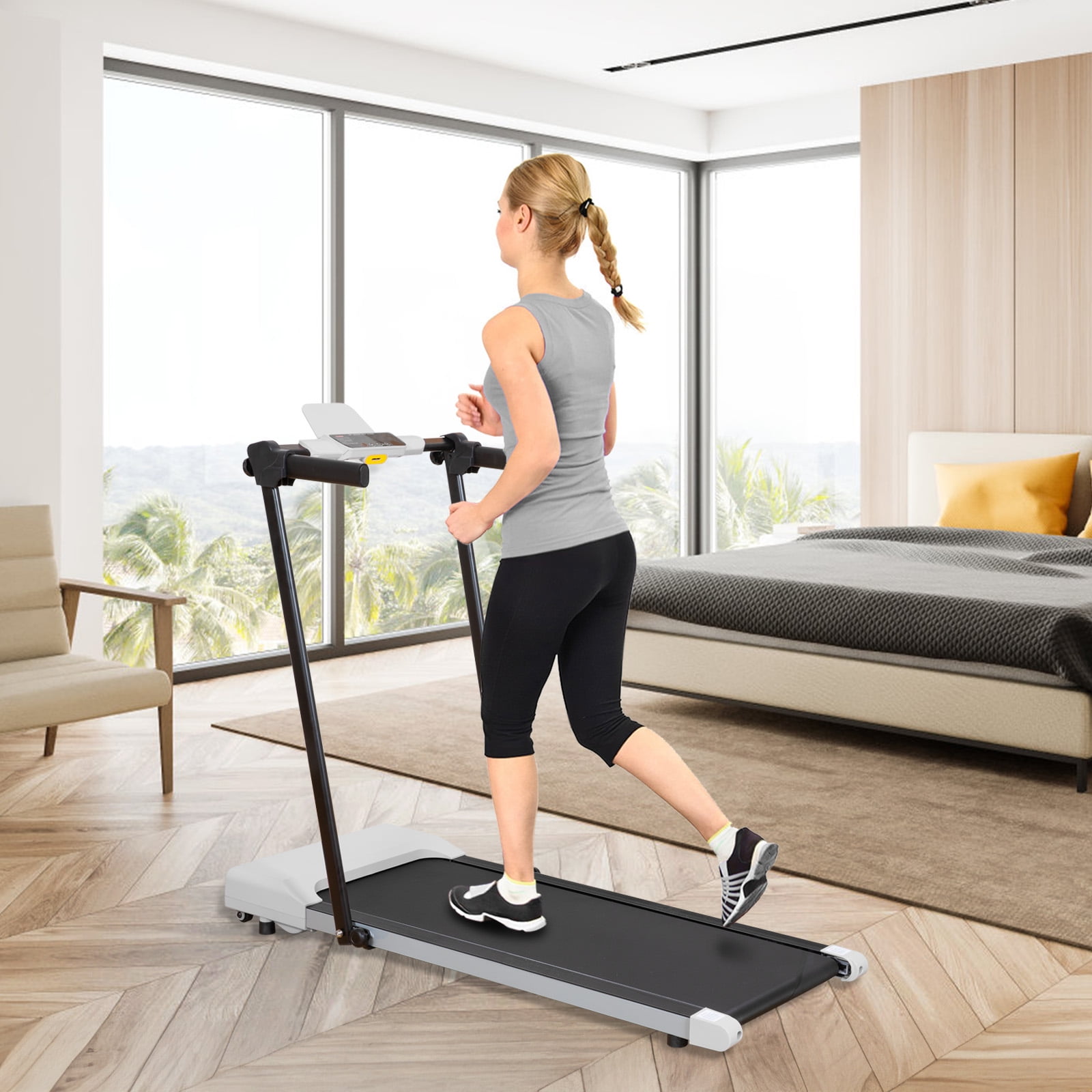 Noaman Grey Folding Treadmill 2.5HP, 7.5MPH & 12 Programs