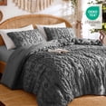 thumbnail image 6 of SONORO KATE Queen Tufted Boho Bedding Comforter Set - 3 Piece Farmhouse Chic Bed in a Bag, All-Season Jacquard Comforter with 2 Pillow Shams, Dark Gray, 6 of 9