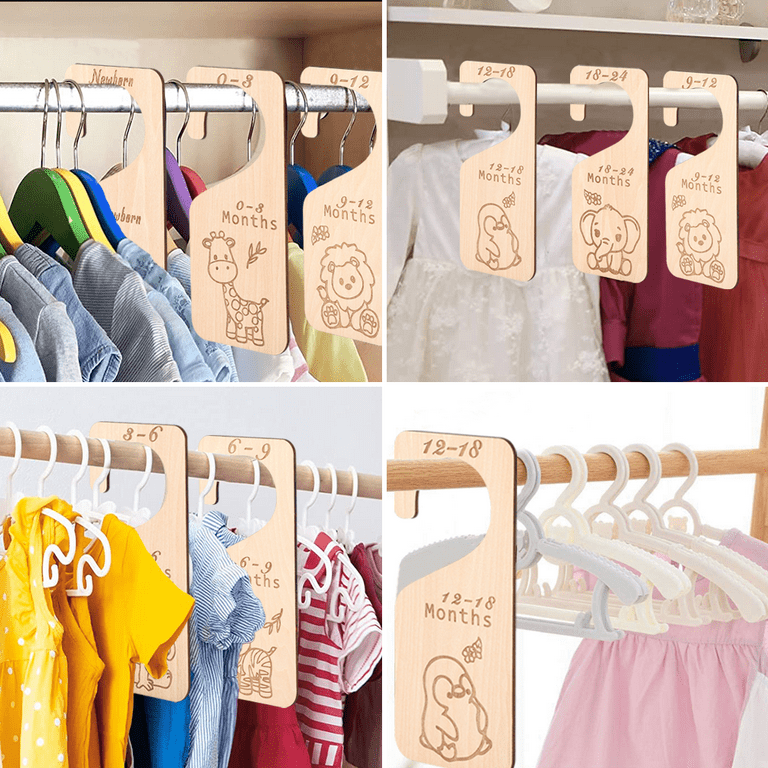 Tzou Wooden Baby Closet Dividers 7PCS Double Side Baby Clothes Closet  Organizer Hangers from Newborn to 24 Months for Nursery Decor Newborn  Essentials Nursery Closet Dividers Girl or Boy 