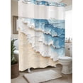 thumbnail image 3 of Abstract Beach Waves No Hook Shower Curtain and Liner Set Watercolor Blue Ocean Decor Shower Curtains with Snap-in Liner & See Through Top Window Hotel Style for Bathroom Decor 66x72 Inch, 3 of 8