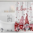 thumbnail image 2 of Valentines Day Gnomes Shower Curtain Set - Small 36" x 72" Washable Bathtub Curtain with 12 Hooks, Pink Red Love Heart Eucalyptus Waterproof Fabric Stall Shower Curtains for Bathroom/Bathtub Décor, 2 of 6