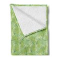 thumbnail image 2 of Botanical Soft Flannel Fleece Throw Blanket, Brush Stroke Palm Leaves and Sketch Exotic Plants, Cozy Plush for Indoor and Outdoor Use, 70" x 90", Apple Green Multicolor, by Ambesonne, 2 of 5