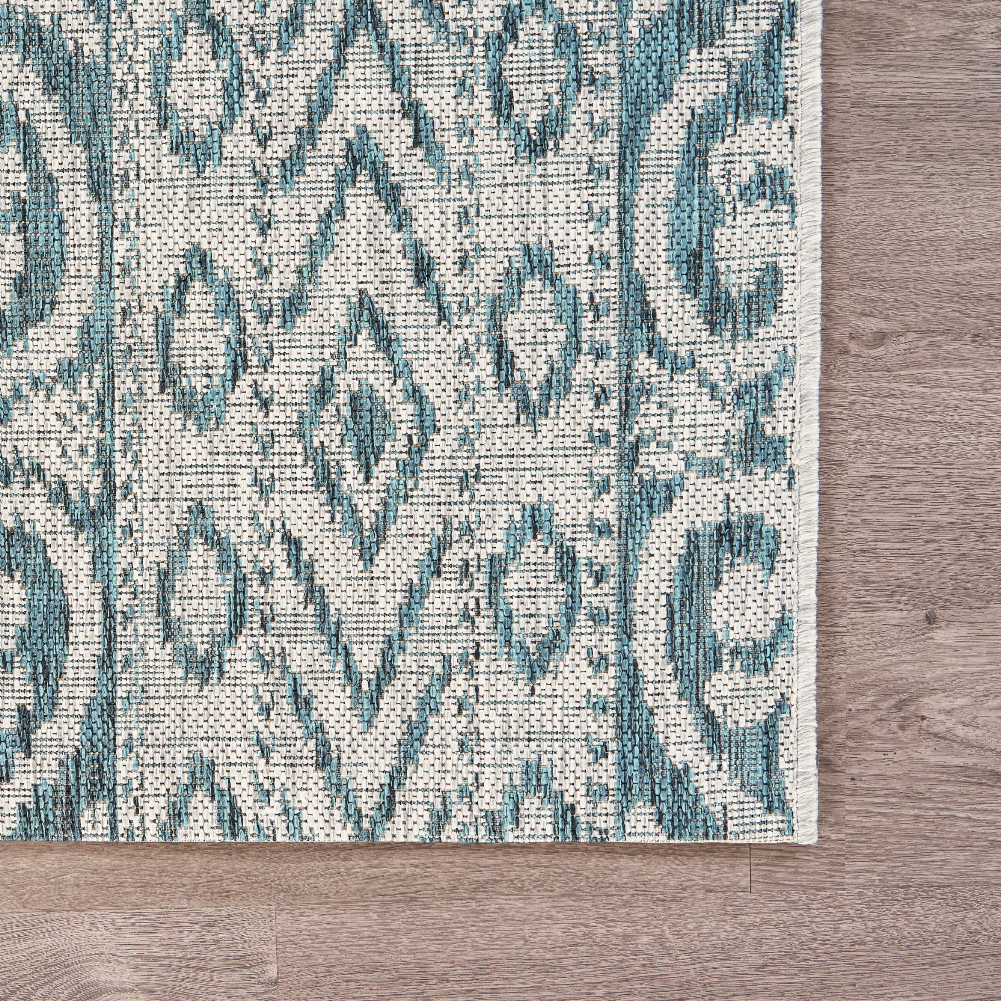 Laddha Home Designs 1.75' x 3' Entwined Geometric Indoor Outdoor Area Throw Rug - Blue and Gray