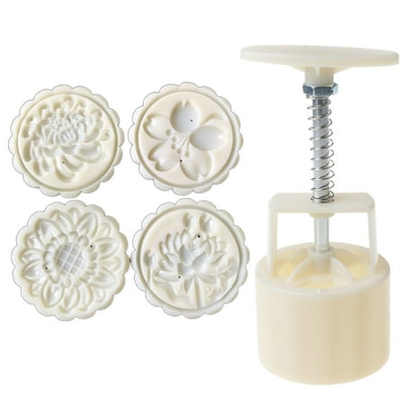 

75g Mooncake Mold with 4 Sunflower Stamps Cookie Cutter Hand Press Green Bean Cake Pastry Mould DIY Bakeware