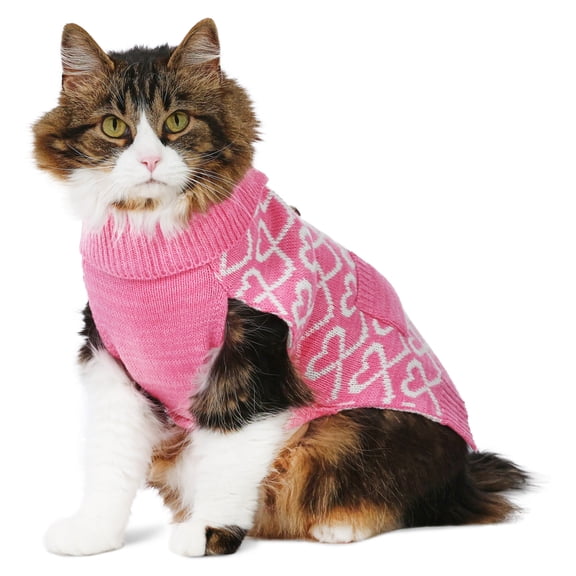 Vibrant Life Sweater for Dogs and Cats, Hearts with Pearl Buttons, Pink, S