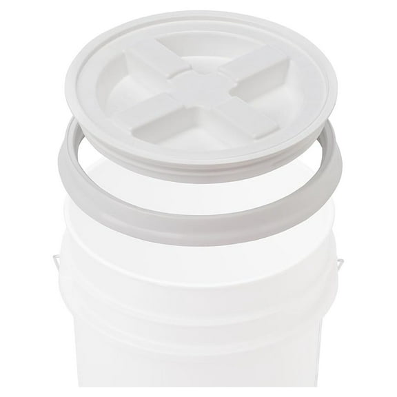 Premium 5 Gallon BPA Free Food Grade Bucket with Lid, HDPE, White