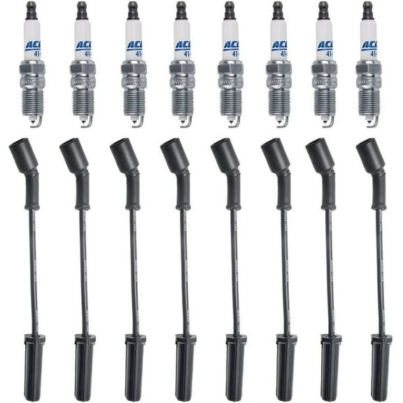 8 OEM Double Platinum Spark Plugs 41-962   8 Herlux Spark Plug Wires WGM48GG For LS2 LS3 LS4 LS7 Engines Used with COILS STAMPED 19005218-(ROUND DELPHI COIL)