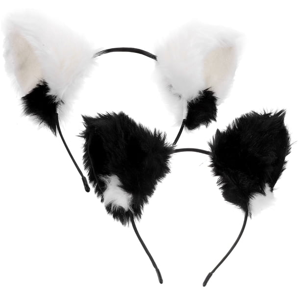 Diadema con orejas de gato, 2 uds., diadema para fiesta, tocado de Halloween, accesorio para disfraz de gato