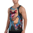 thumbnail image 2 of Gukieu Blue Dinosaur Print Men's Quick Dry Fitness Vest, Round Neck Sleeveless Fitness Bodybuilding Top-Medium, 2 of 7