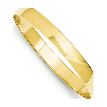 yellow gold bangle bracelet 14k solid 8mm polished slip half round