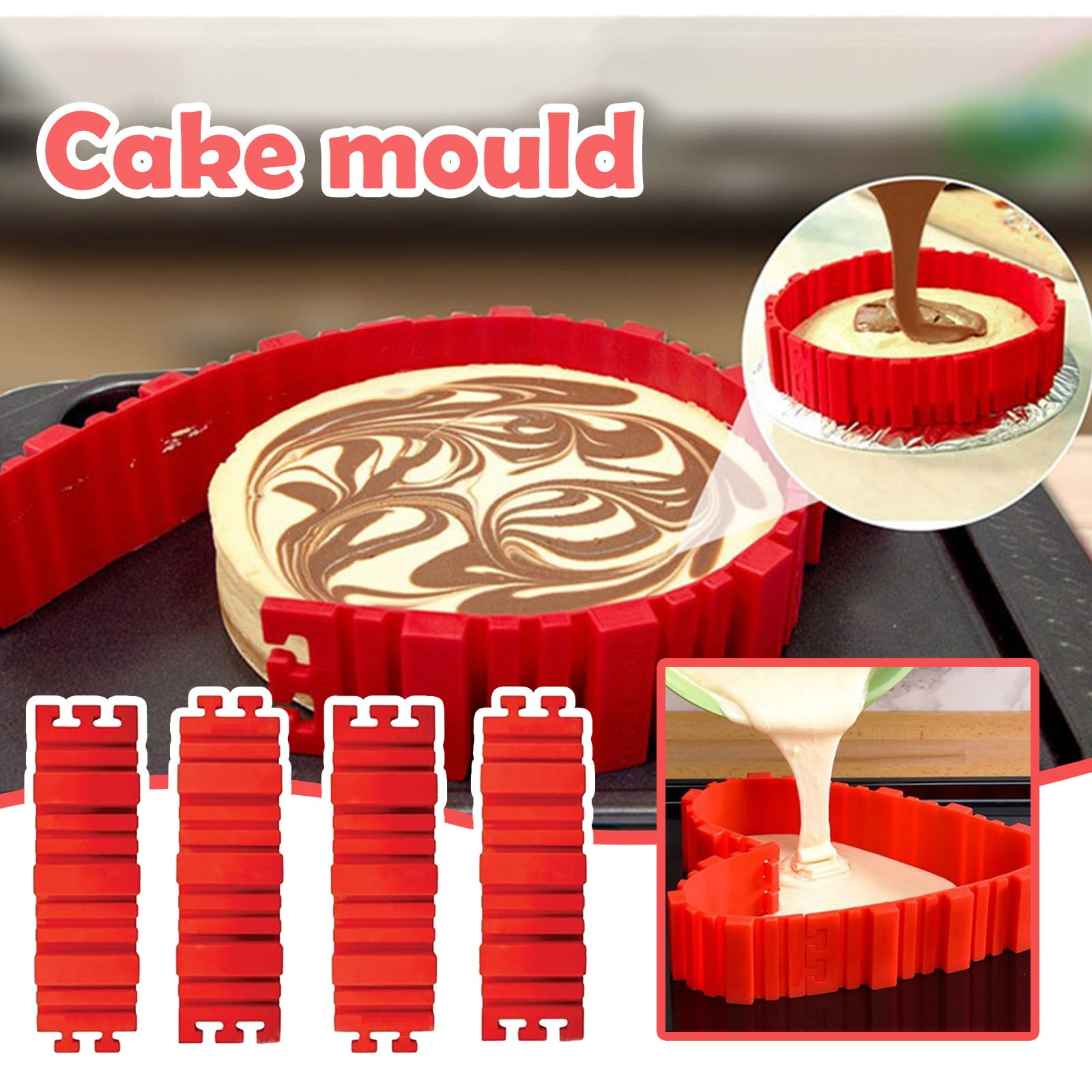 4PCS Set Silicone Cake Mold Magic Bake Snakes Create Cake shape Nonstick 