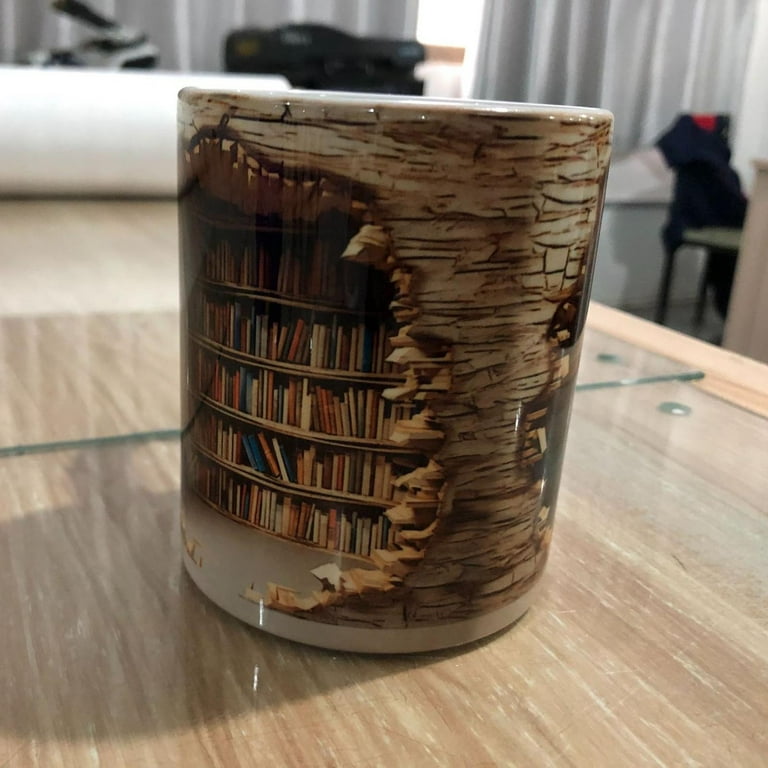 Creative A Library Shelf Cup White Book Lovers Coffee Mug 3D Bookshelf Mug