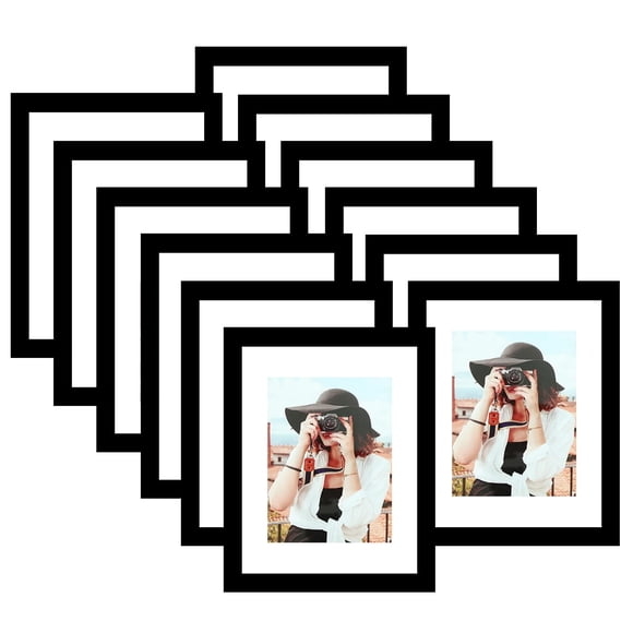 Marco de fotos Picrit de 8,5 x 11 cm, 12 unidades, color negro, para pared o mesa