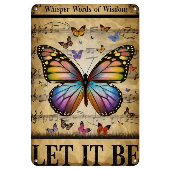 Shadudu Tinplate Wall Decor For Home Kitchen Bathroom Farm Garden Garage - A Vibrant and Colorful Butterfly - 8x12 Inch 1pcs