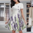 thumbnail image 2 of Lavender Flowers On White Background Women's Classic Swing Skater Dress Casual Work Party Cocktail Dresses, 2 of 6