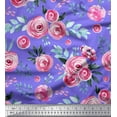 thumbnail image 1 of Soimoi Purple Viscose Chiffon Fabric Leaves & Ranunculus Floral Print Fabric by the Yard 42 Inch Wide, 1 of 3
