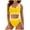 Yellow, variant on Huowey Women Swimwear High Waisted Bikini Sets Sporty 2PCS Swimsuit Color Block High Cut Bathing Suits Resort Swim Wear Honeymoon Cruise Trendy Wear