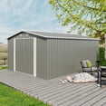 thumbnail image 2 of Campcraft 10x14 FT Outdoor Storage Shed - Metal Garden Shed with 3 Lockable Doors, Utility Tool Storage, 4 Vents, Light Grey, 2 of 9