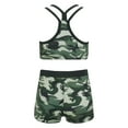 thumbnail image 2 of Ocealan 2 Pcs Gymnastics Dance Sports Outfit for Girls Camo Racer Back Crop Top with Shorts Swimsuits Camouflage Green 14, 2 of 5