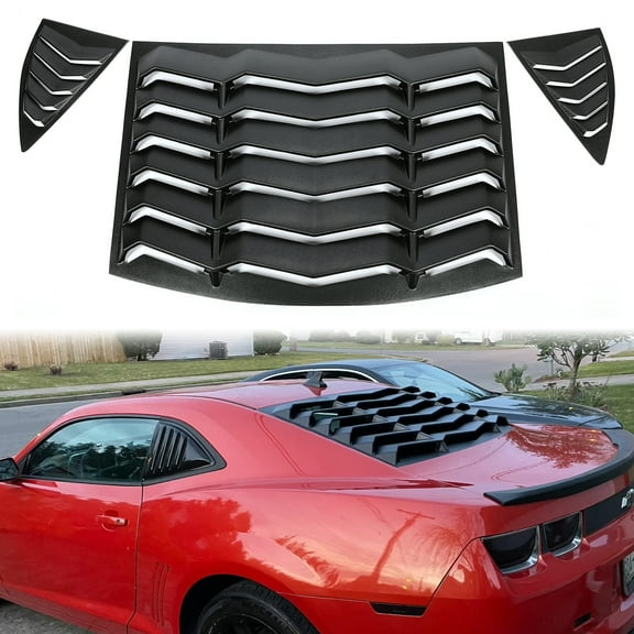KOJEM Window Louvers Rear Side Fit for 2010-2015 Chevrolet Camaro 2011 2012 2013 2014 Chevy Sun Shade Windshield Cover with Side Quarter Scoop Vent