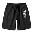 thumbnail image 3 of CONZONE Mens Linen Shorts Elastic Waist Drawstring Summer Beach Shorts for Men Hawaiian Graphic Lightweight Loose Fit Outdoor Shorts With Pockets, 3 of 4