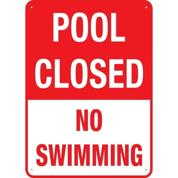 Pool Closed No Swimming Sign Metal Signs 12X8 Inch Rust Free Aluminum,Uv Ink Printing,Durable/Weatherproof Outdoor For Home