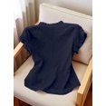 thumbnail image 2 of Women's Casual Solid Color Short Sleeve Shirt, Summer, 2 of 7