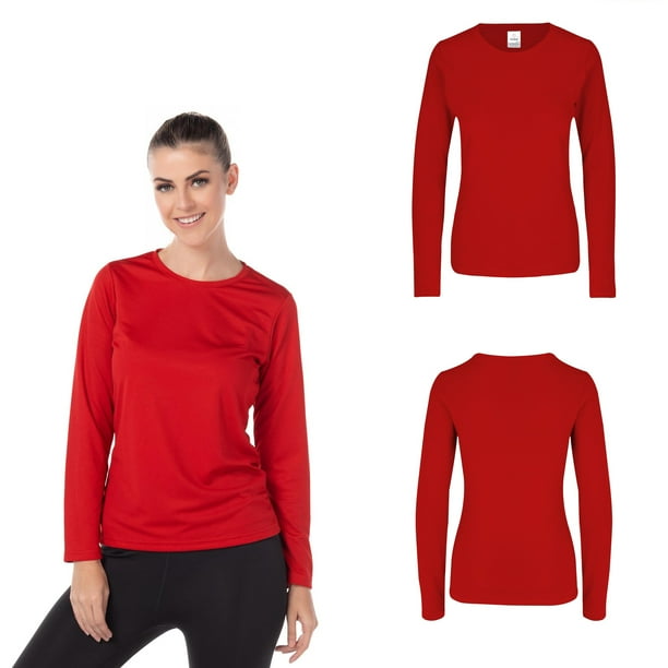Playera manga larga rojo sale