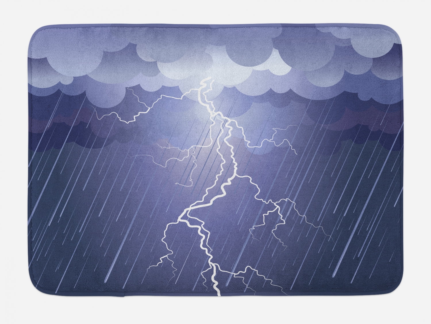 Night Bath Mat, Lightning Strike Thunderstorm in the Air at Dark Night