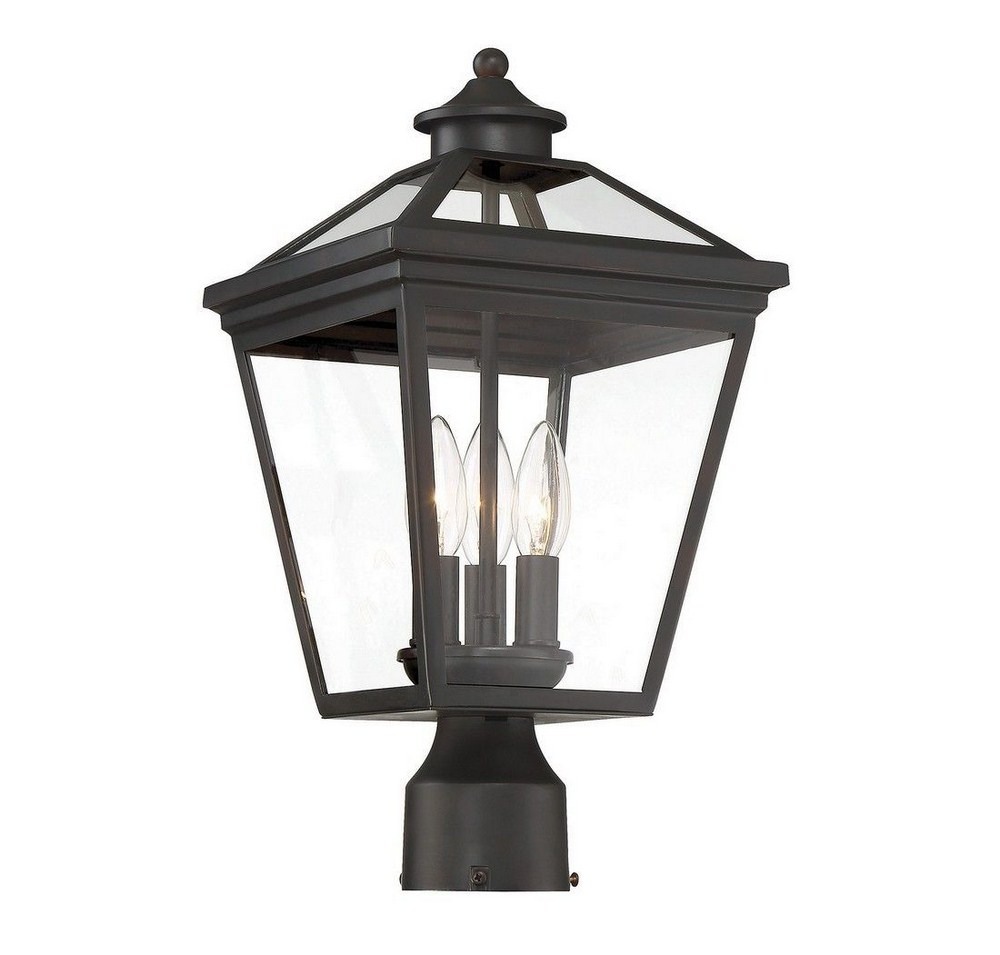 3 Light Outdoor Post Lantern-Modern Farmhouse Style with Rustic and Transitional Inspirations-17.5 inches Tall By 9 inches Wide-Black Finish Bailey - image 3 of 6