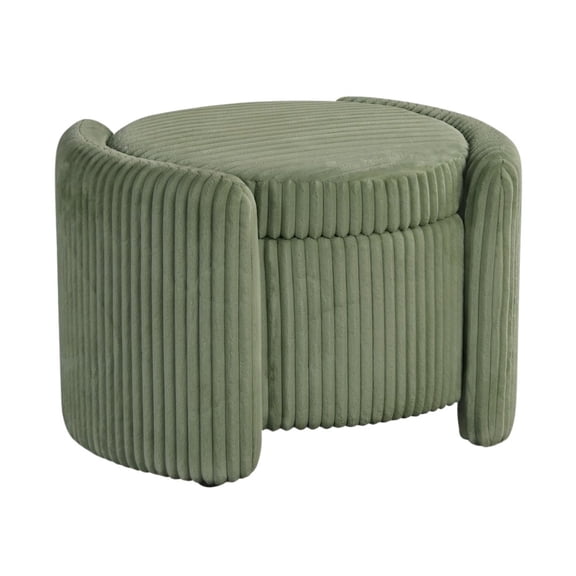 Starlight Canyon Home Green Round Ottoman with Storage – Fabric Ottoman Coffee Table for Living Room