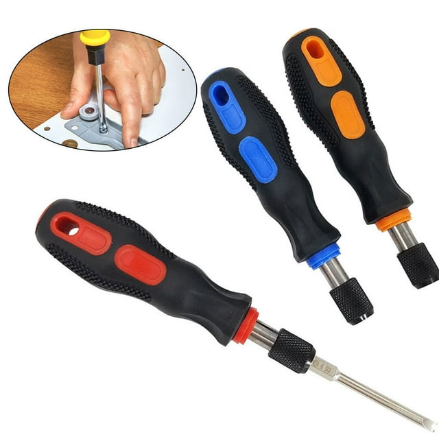 Professional 1/4 Inch 6.35mm Hex Screwdriver Handle Detachable Portable Screw Driver Bits Fast Release Hexagon Bit Holder Handtool Orange